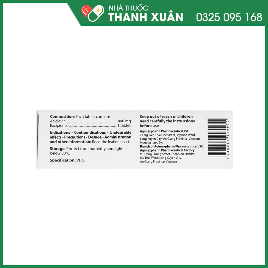 Agiclovir 400 thuốc điều trị, phòng ngừa tái phát và dự phòng nhiễm Herpes simplex